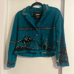 Vintage teal western fleece